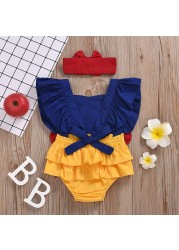 Ma & baby 0-24M Princess Newborn Baby Girls Romper Bow Ruffles Jumpsuit Sunsuit Birthday Party Baby Girls Clothes Costumes D35