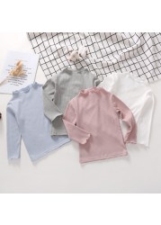 Girls Long Sleeve Shirts Tops For Kids Cotton Children Thermal Underwear Turtleneck Kids Bottom Toddler Underwear