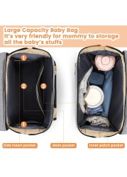 Portable Crib Nappy Backpack Mummy Bag Large Maternity Bag for Baby Multifunctional Waterproof Outdoor Travel Diaper Bags