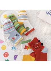 5pairs/lot 3 to 12 Years Kids Soft Cotton Socks Boy Girl Baby Cute Cartoon Warm Fashion School Socks Autumn Winter Cartoon