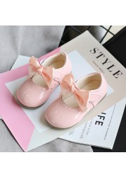 Girls Shiny Leather Bow Shoes Spring Autumn Solid Color Kids Princess Shoes Dance First Step Shoes SMG104