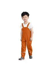 2~8 Years Kids Boys Girls Rain Overall Waterproof Baby Rain Pants Outdoor Sports Jumpsuit Clothes With Convex Baby Lining