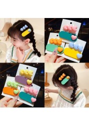 2pcs Macaron Colorful Baby Girls Hair Clips Cute Heart BB Clip Korean Fashion Kawaii Kids Princess Hair Waves Hair Accessories