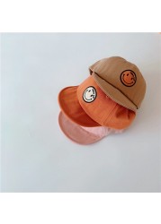 MILANCEL 2022 Spring New Kids Cap Embroidered Baseball Cap Smiley Boys and Girls Soft Brim Sunhat