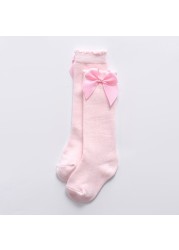 Cotton Pantyhose for Girls Big Bow Knee High Long Socks for Kids No Slip Princess Children Tights Autumn Winter Style