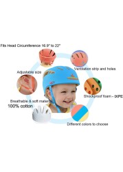 Baby Safety Protective Helmet Boys Girls Baby Hats Cotton Soft Mesh Adjustable Head Protection Children Walking Caps