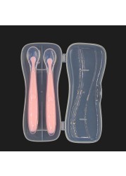 Soft Head Spoon Storage Box Baby Tableware Transparent Case Baby Silicone Spoon Box 18*8.3cm Food Grade PP Travel Utensil Box