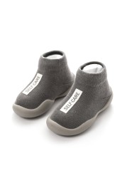 Toddler Shoes First Shoes Baby Walkers New Unisex Baby First Walker Kids Soft Rubber Sole Black Knit Socks Anti-slip