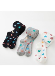 New 2-8 Years Children Cotton Baby Girls Pantyhose Spring Autumn Winter Love Pattern Tights Kids Infant Knitted Tights