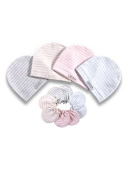 2pcs/set Simple Newborn Baby Newborn Hat Glove Set Soft Cotton Kids Infant Anti-scratch Gloves Hat Gifts