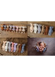 Newborn Photography Props Handmade Knitted Dolls Rabbit Bear Baby Photography Studio Accessories