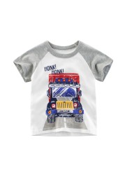 2-8 years old children's summer T-shirt, children's clothing, short-sleeved T-shirt, cartoon car T-shirt, children's cotton T-shirt