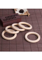 5pcs 70mm Baby Wooden Teething Rings Necklace Bracelet DIY Crafts Natural New 95AE