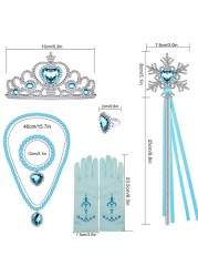 Princess Elsa jewelry set, accessories, gloves, wand, tiara, necklace, wig, princess dress, fancy dress