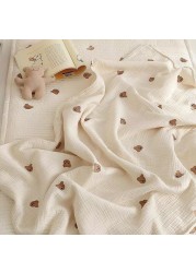 MILANCEL Ins Hot Newborn Baby Blanket Korean Bear Embroidery Kids Sleeping Blanket Cotton Bedding Accessories