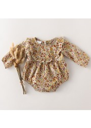 Spring summer floral newborn baby girl clothes sweet baby girl cotton pants for 0-24M baby jumpsuit one piece