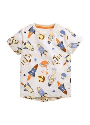 Little maven 2022 baby boys summer clothes kids cotton T-shirt lovely cartoon space fashion tops for children 2-7year