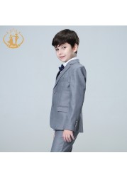 Nimble spring autumn formal boys suits for weddings children host costume clothing wholesale 3pcs/set blazer jacket pants