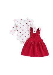 Ma & Baby 0-24M Valentine's Day Newborn Infant Baby Girls Clothes Set Heart Print Romper Corduroy Starp Spring Dresses Outfits D95