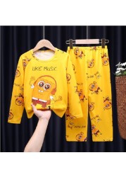 Newborn Kids Boys Girls Pajama Sets Cartoon Casual Long Sleeve Cute T-shirt Tops With Pants Toddler Baby Autumn Sleeping Clothes