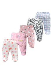 3/4/5pcs/lot Newborn Baby Pants Soft Cotton Cartoon Boys Pants Four Seasons Feet Baby Girls Pants Stripe Baby Trousers 0-12M