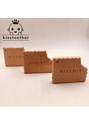 Infant Cookies Baby Wood Teether Biscuits Shape Natural Wooden Baby Teether Toys Wood Teething Accessories Baby Birthday Gifts