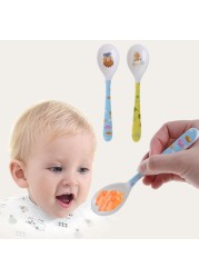 1pc Baby Spoon Straight Head Feeding Training Cutlery Flatware Tableware Infant Children Kids Safe Feeder Learning Supplies