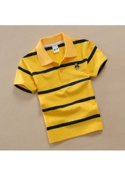 Jargazol T-shirt Children's Clothing Turn-down Collar T-shirt Summer Baby Boys Striped Color Baby Clothes