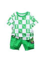 Baby Boys Casual Clothes Infant Fashion Outfits New Summer Toddler Square Print T-shirt Shorts 2pcs Sets For Kids Girls Clothes