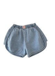 2022 summer new children's denim shorts cotton shorts kids outdoor casual pants baby boys and girls hemming short pants