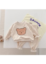 Children Spring Clothes Set Cute Bear Baby Boy Girl Soft Cotton Tops Pants 2pcs Toddler Kids Clothes