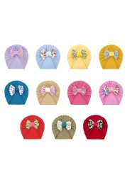 Baby Hat Bows Knot Hat Floral Bowknot Knit Newborn Bonnet Headwear