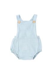 Summer Newborn Infant Baby Boys Girls Rompers Playsuit Jumpsuit Overalls for Kids Cotton Linen Sleeveless Baby Clothing