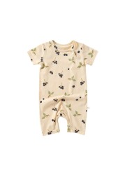 YG newborn tight jumpsuit boys summer clothes girls cotton foreign style printed thin baby short-sleeved jumpsuit summer style