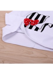 Spring Children Sportswear Clothing Sets White Dress + Striped Trousers 2 Pieces Sets Girl Kids Girls Clothes