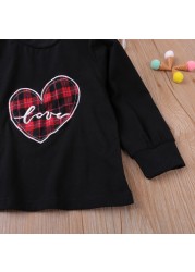 2022 New Autumn Casual Long-sleeved Suit Top Plaid Skirt 2pcs Kids Girls Clothing Sets Children Valentine's Day