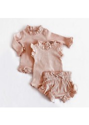 2pcs Newborn Baby Girl Clothes Set Summer Soft Cotton Bodysuit + Bloomer Princess Toddler Girls Outfit Infant Clothes for 0-2Y