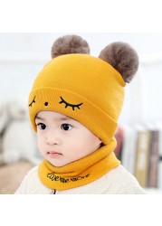 Cartoon Wool Knitted Cute Beanies Hat Fashion Baby Kids Knitted Winter Hat Cute High Elastic Warm Hat for Girls Boys