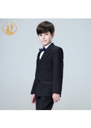 2021 spring autumn formal suit for boy set children party host wedding costume black blazer jacket pants 3pcs clothing wholesale