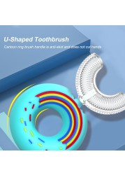 Children's 360 Degree Donut Manual Toothbrush Kids Silicone U-shaped Toothbrush Cartoon Gift For 2-6-12 Years Old