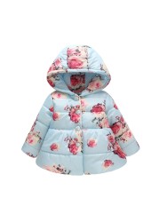 Baby Girls Boys Jackets Baby Clothes 2021 Autumn Kids Hooded Coats Winter Toddler Warm Snow Suit Baby Cotton Flower Outerwear