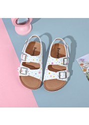 2022 Fashion Women Sandals Summer White Soft Anti-slip Kids Shoes Children Cork Shoes For Girls Sandals Commercial Beach Shoes