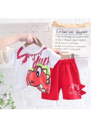 New summer baby boys children's clothing girls cute cartoon cotton T-shirt shorts 2pcs/sets baby casual outfit kids tracksuits