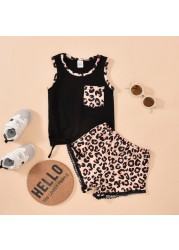 Summer Casual Cool Suits Home Wear 1-4 Years Kids Girl Clothes Set Girls Tracksuit Outfit Sleeveless Tank Top Shorts Set