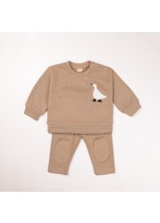 0-24M Newborn Baby Girls Boys Clothes Set Outfit Little Bear Goose Embroidery O-Neck Tops + Long Pants Kids Clothes 2022