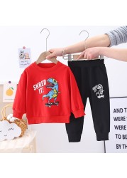 Baby Dinosuar Clothing Sets Boys Cartoon Long Sleeve Sweatshirt Tops Toddler Kids Girls Pants Suit Children Outfit