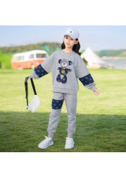 WKPK New Spring Autumn Girl Casual Clothes Sets 4-18 Years Students Outdoor Tracksuit Fashion Comfortable Family Kids Clothes