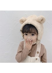 Winter Kids Bunny Hat Cute Plush Warm Baby Hat For Boy Girl Imitation Lamb Wool Baby Bonnet Infant Cap Kids Hat 1-3 Years