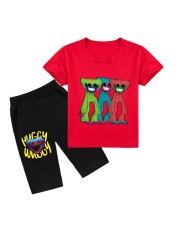 Children Poppy Playtime Tshirt Kids Game Horror Huggie Wugy Clothes Boy Short Sleeve T-shirt + Pants 2pcs Set Baby Girl Outfit