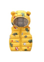 Children Outerwear Baby Girl Clothes Winter Boy Vest Autumn Clothes Infant Waistcoat Dinosaur Sleeveless Toddler Hooded Cotton Coat